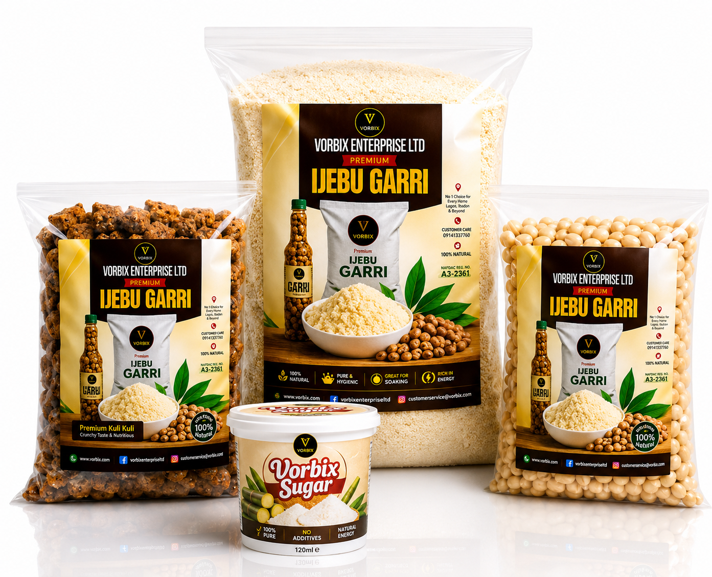 5kg Vobrix Ijebu Garri package with kuli-kuli and sugar